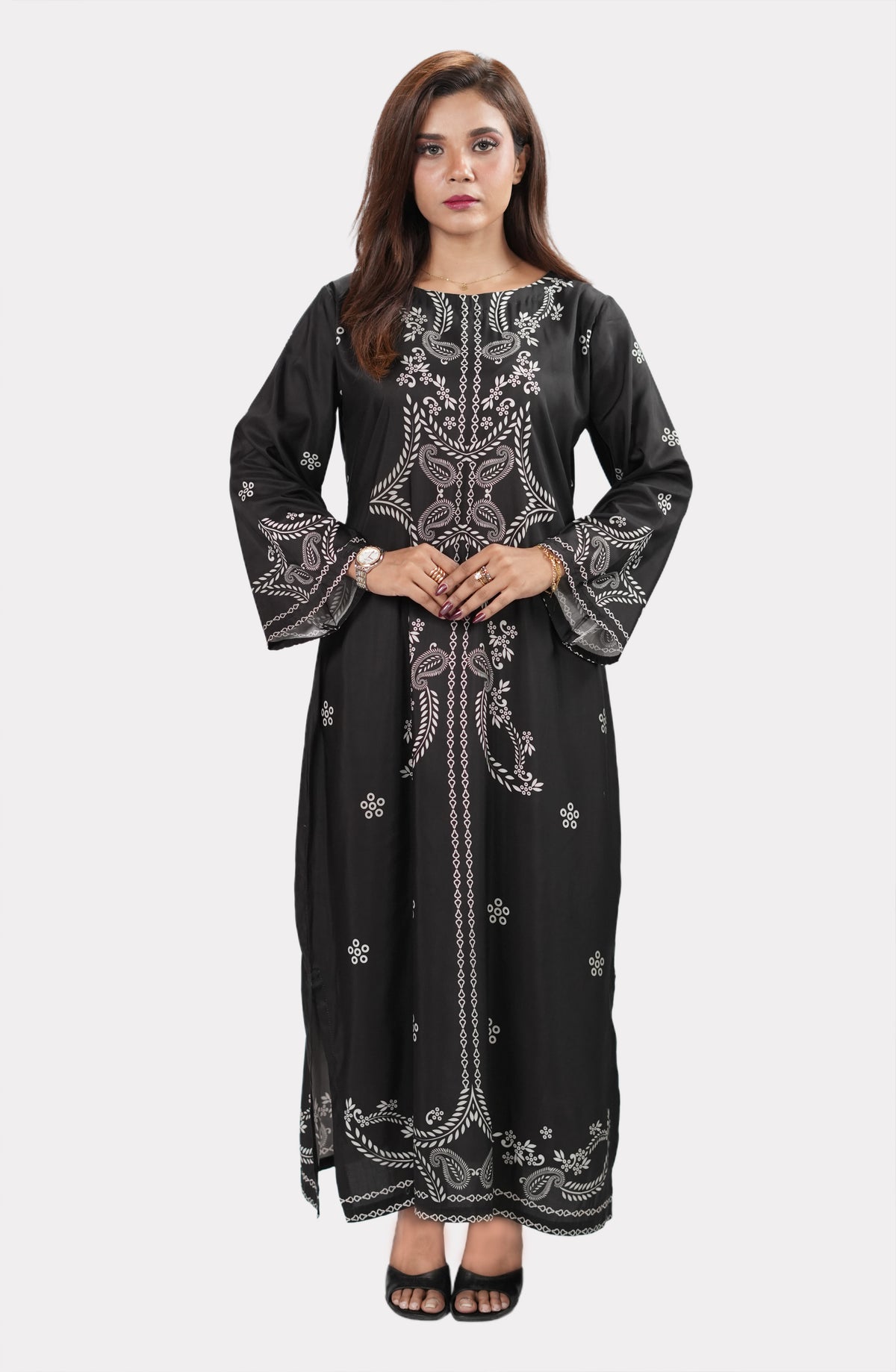 Siyah Naqsh Black Printed Kaftan