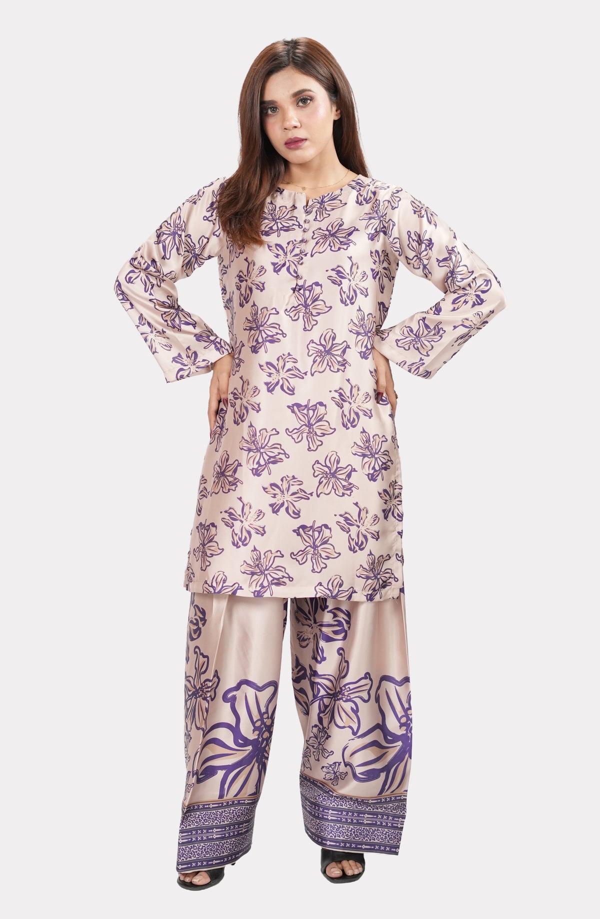Elara Floral Silk Cord Set