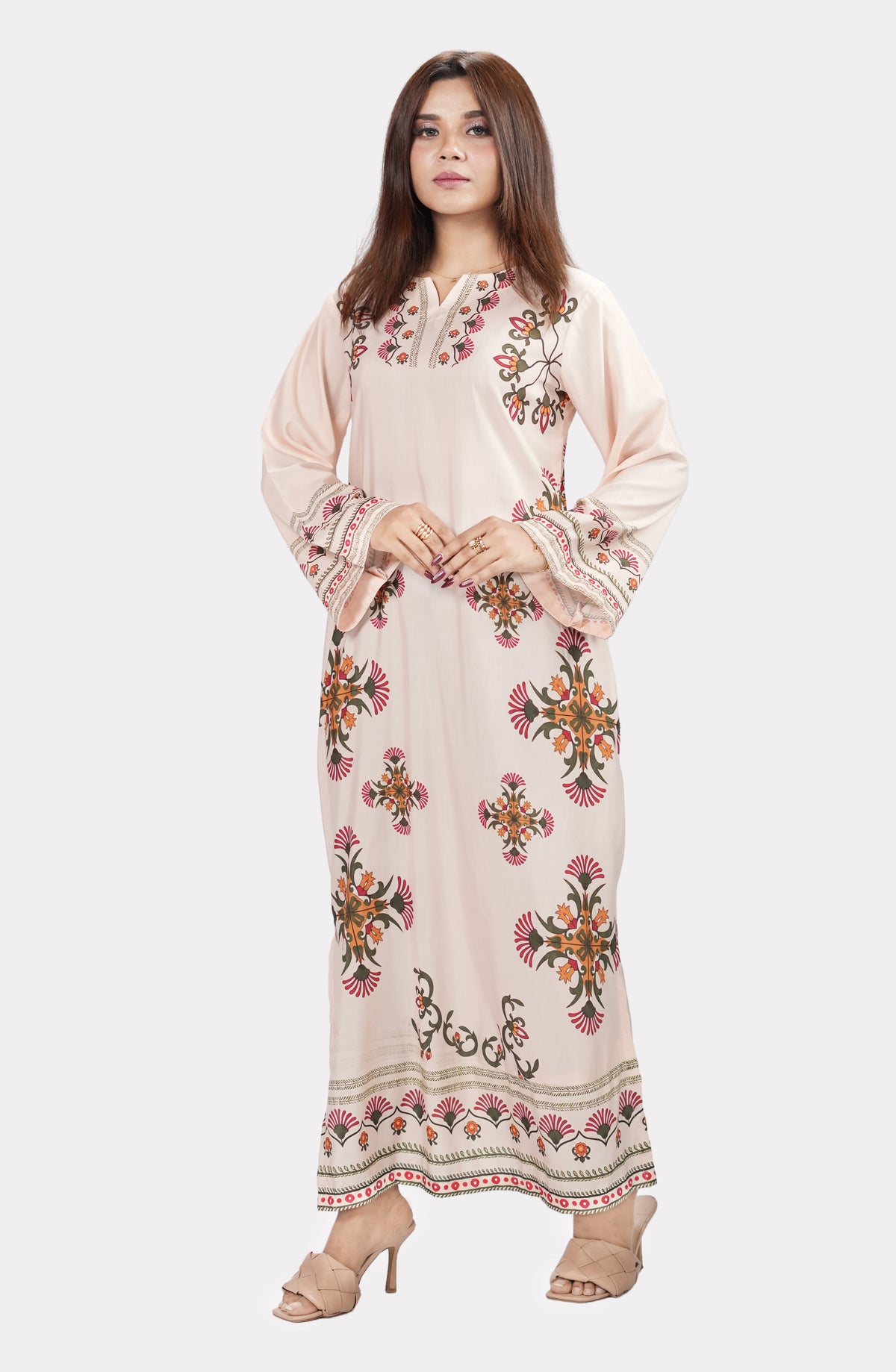 Gulmeher Ivory Floral Kaftan