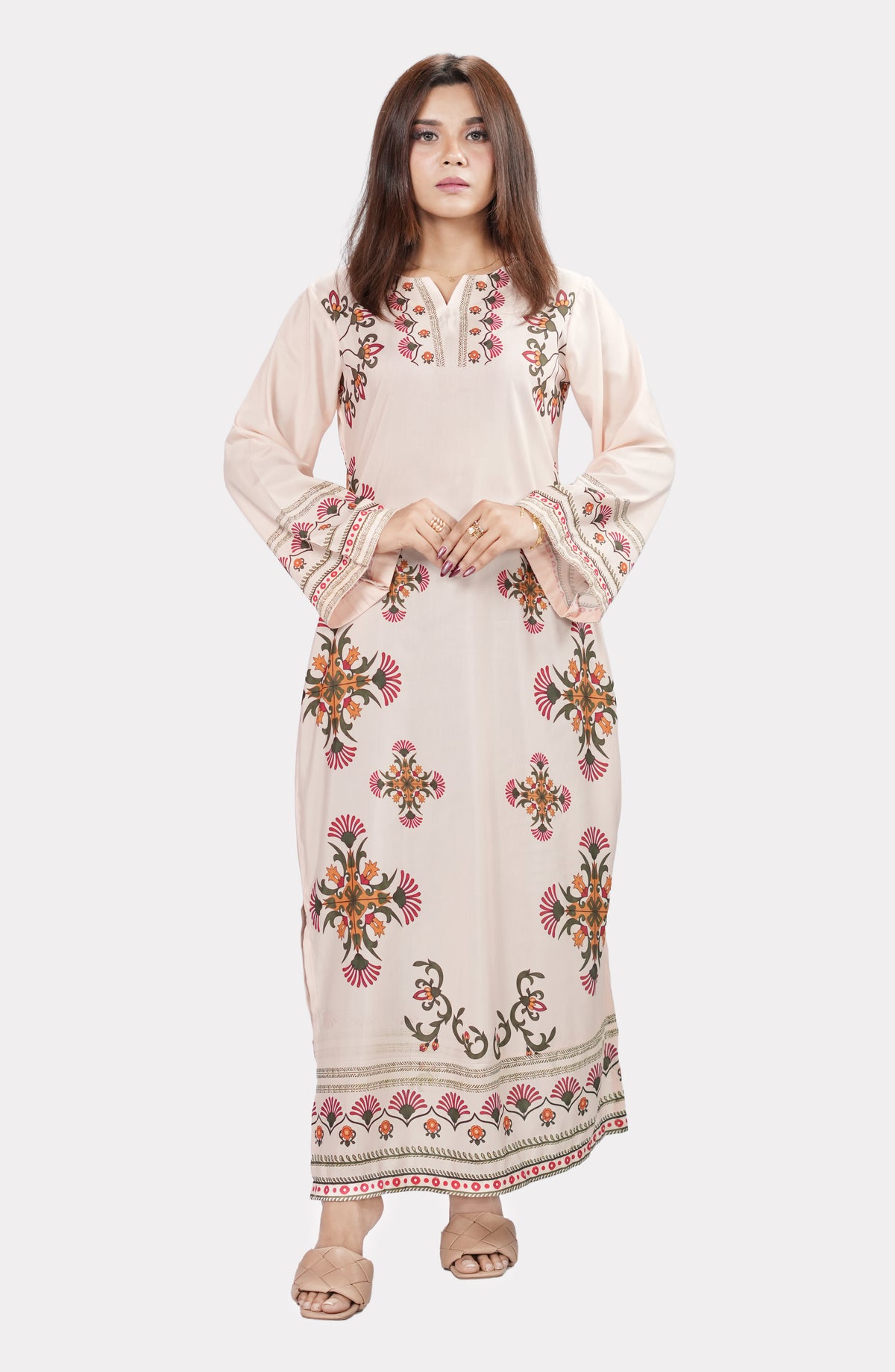 Gulmeher Ivory Floral Kaftan