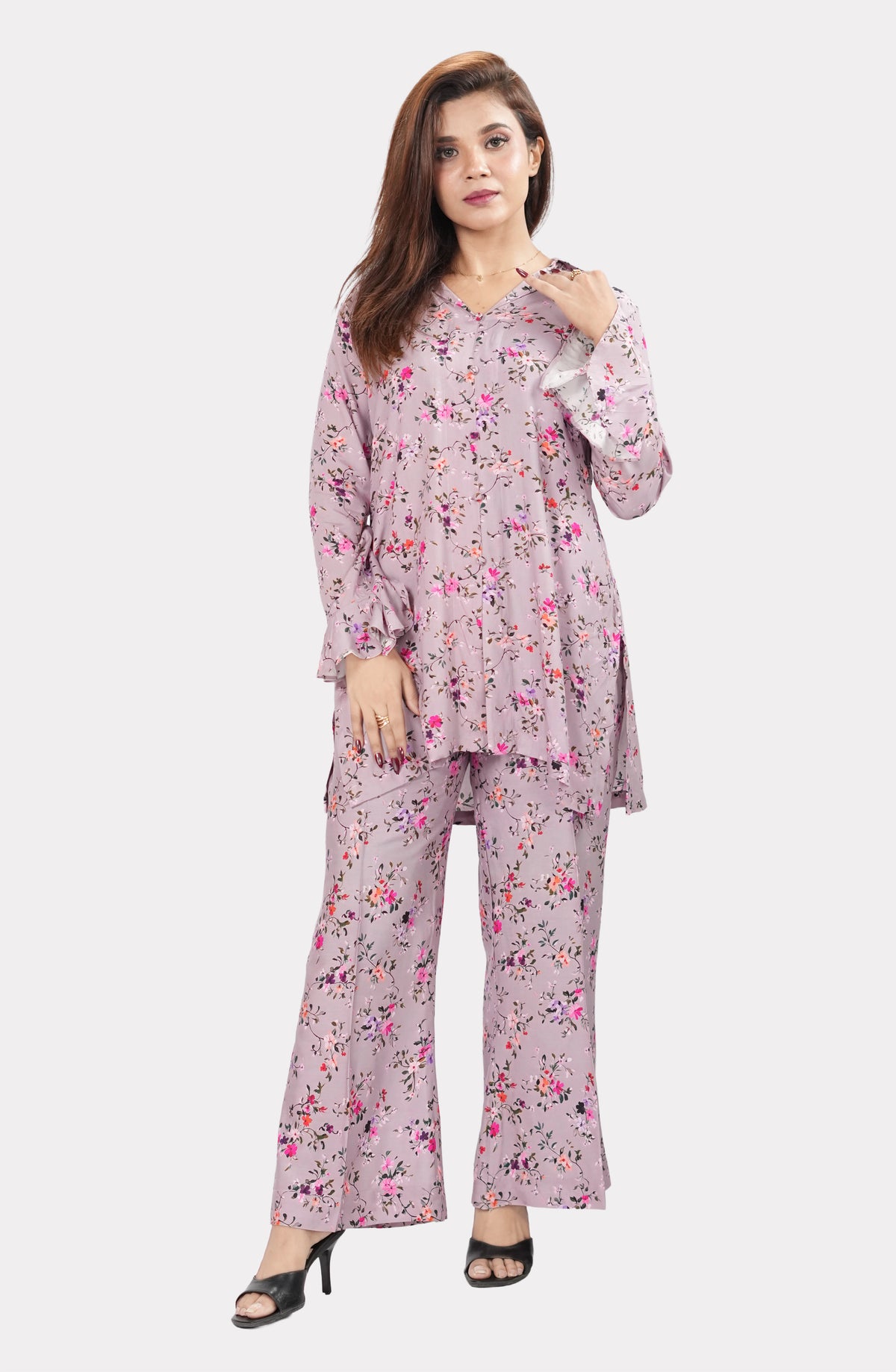 Roselle Mist Printed Linen Cord Set