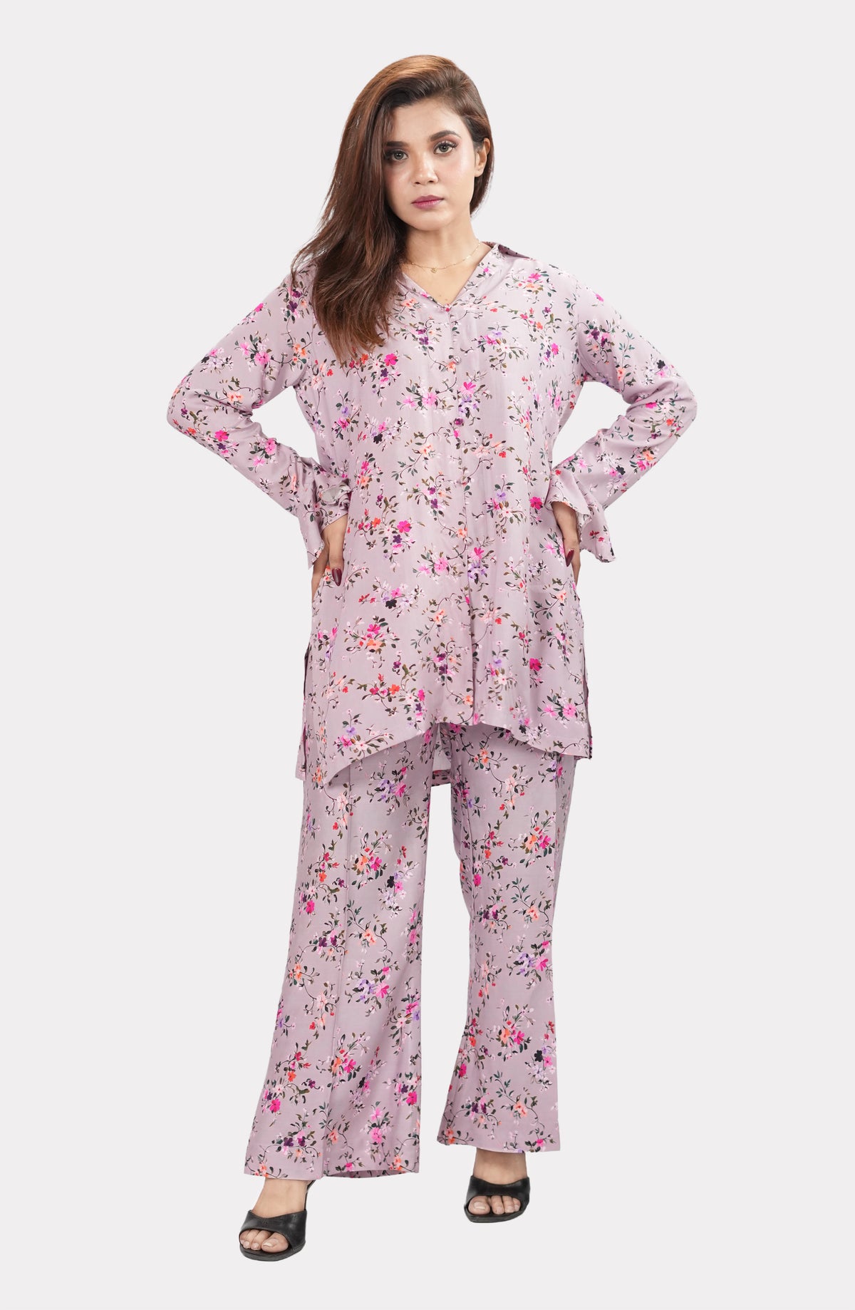 Roselle Mist Printed Linen Cord Set