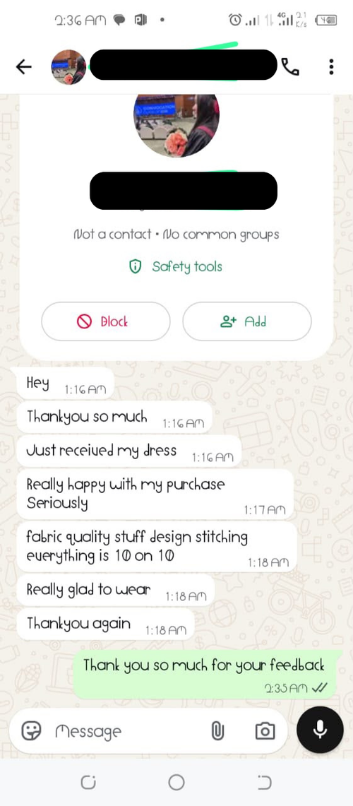 Verified WhatsApp review