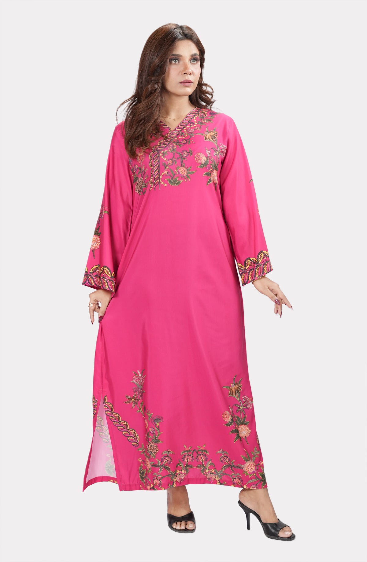 Gulraya Pink Floral Kaftan
